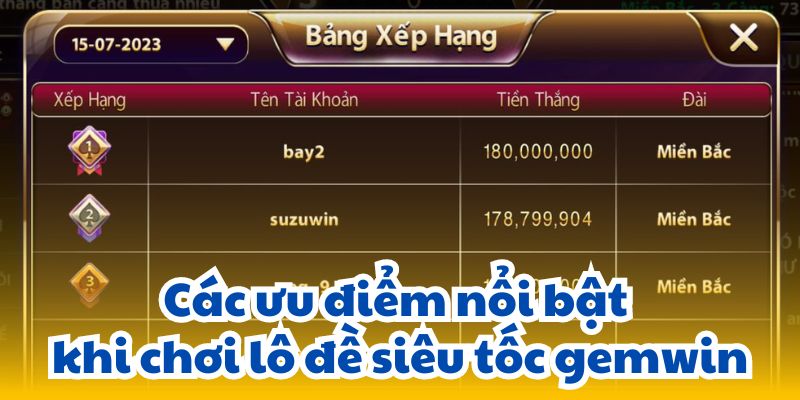 Các ưu điểm nổi bật khi chơi lô đề siêu tốc gemwin